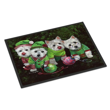 Carolines Treasures 24 x 36 in. Westie Christmas Santas Assistants Indoor or Outdoor Mat PPP3285JMAT